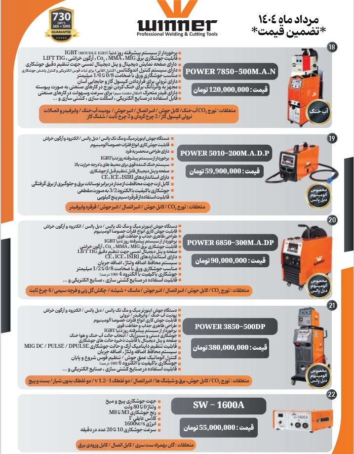 لیست قیمت وینر مرداد 1404