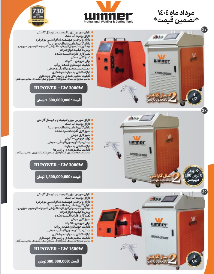 لیست قیمت وینر مرداد 1404
